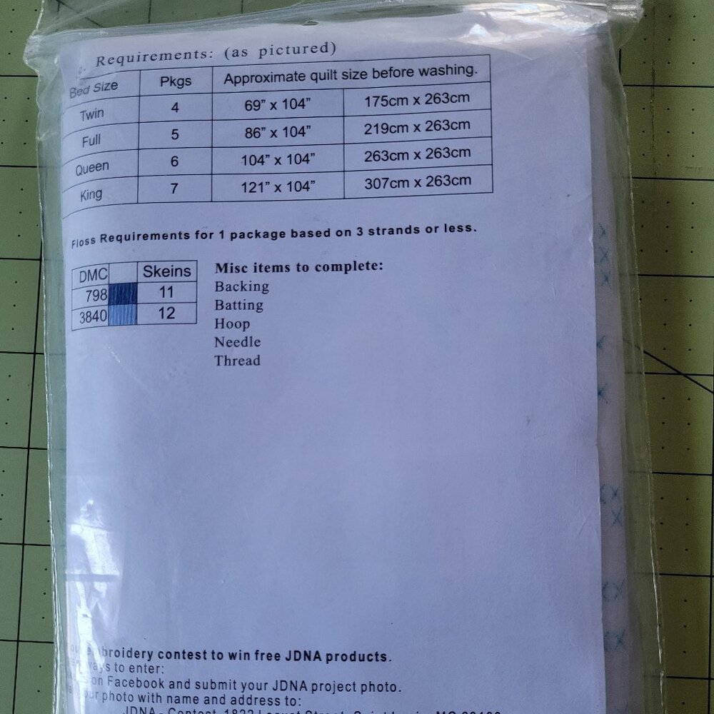 NIP Americana Quilt Blocks Stamped Cross Stitch 16" x 16" - Picture 4 of 4